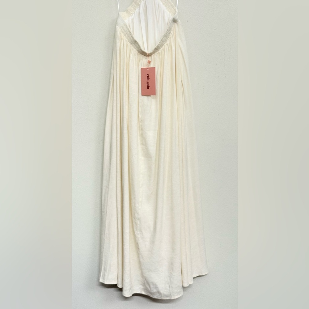 NWT Cult Gaia Theia Halter Backless Linen Blend MIDI Dress in Off- White Size M - Picture 8 of 16